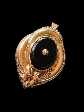 Victorian Pendant Seed Pearl Necklace Brooch Gold Filled